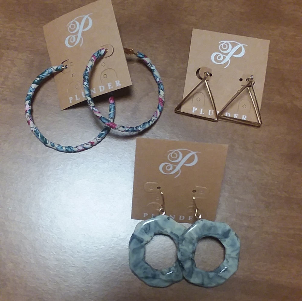 3 pair of plunder posse earrings